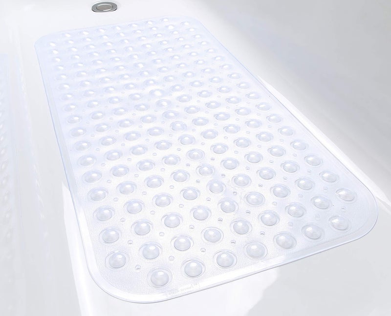 Tike Smart Large Non-Slip Bathtub & Shower Mat 31â€x16â€ (Smooth/Non-Textured Tubs Only) Safe, Clean, Machine-Washable, Superior Grip&Drainage, Vinyl, Transparent Clear - Image 4
